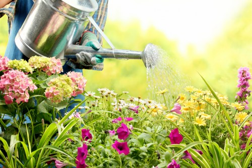 Mid-garden planting and lawn care by local Ruxley gardening professionals